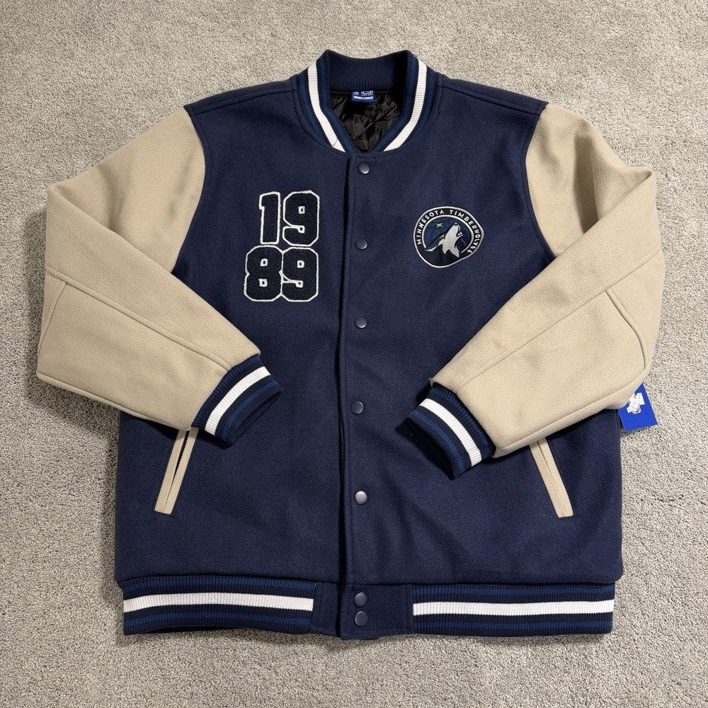Minnesota Timberwolves Jacket Mens XL Blue Letterman Varsity NBA Ultra Game NWT